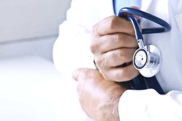 stethoscope with doctor's hands, healthcare - Fotó, kép