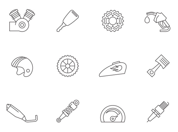 Symbole für Motorradteile - Vektor, Bild