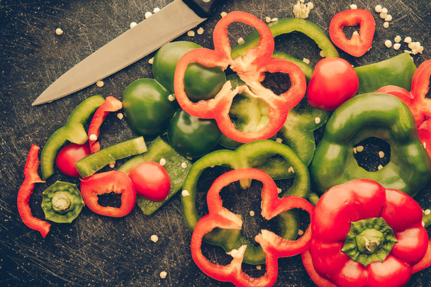 Sliced Red and Green Peppers - Fotó, kép