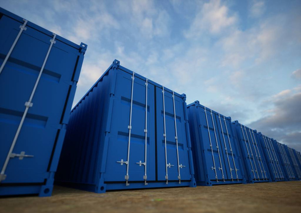 Синій вантажних контейнерів
 - Фото, зображення