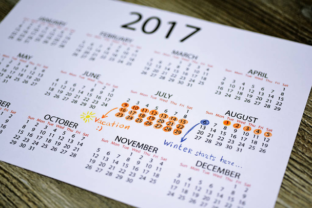 My vacation calendar of year 2017. - Photo, Image