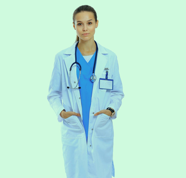 Beautiful caucasian nurse isolated on white background - Foto, imagen