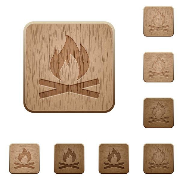 Acampamento fogo botões de madeira
 - Vetor, Imagem