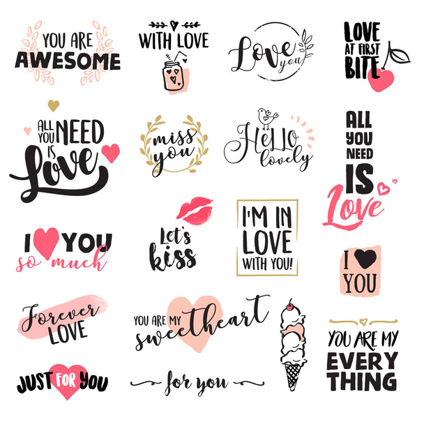Set of Valentine day stickers and elements - Vector, Image