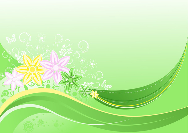 Fondo verde floral
 - Vector, imagen