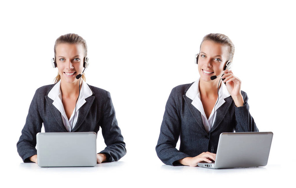 Call center assistant responding to calls - Photo, Image