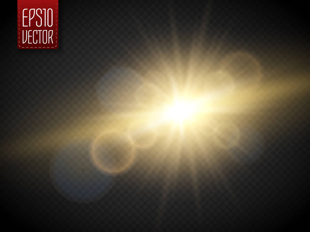 Transparent Golden Glow light effect. Star burst with sparkles - Vector, Image