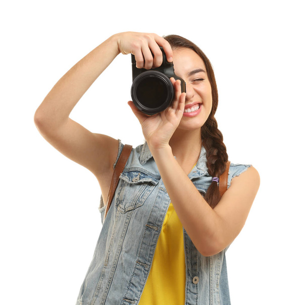 female tourist with camera  - Photo, Image