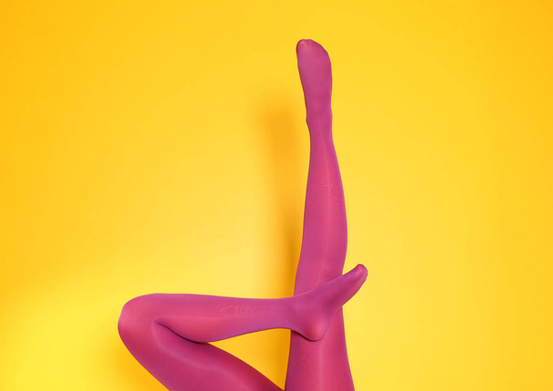 woman legs in color tights - Foto, afbeelding