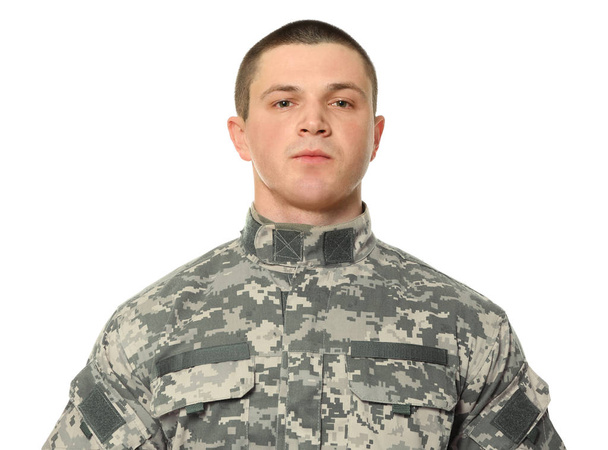 Soldier in camouflage on white   - Foto, imagen