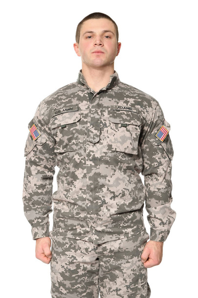 Soldier in camouflage on white   - Foto, Imagen