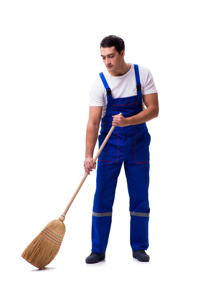 Limpiador en obra aislado en blanco
 - Foto, imagen