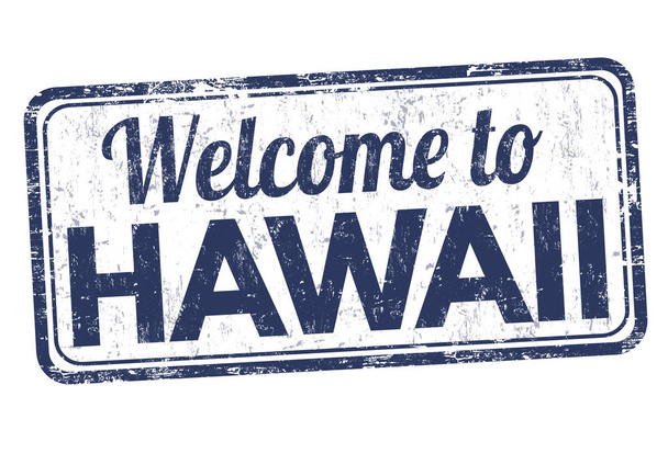 Üdvözöljük Hawaii jel vagy bélyegző - Vektor, kép