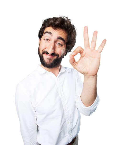 young funny man with okay sign - Фото, изображение