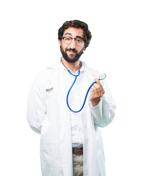 young funny doctor posing - 写真・画像