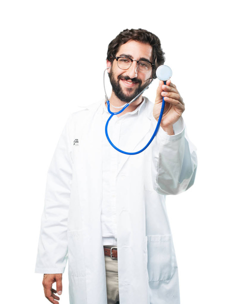 young funny doctor posing - 写真・画像