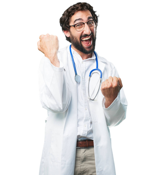 young funny doctor in success pose - Φωτογραφία, εικόνα