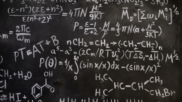 Chemical and mathematical equations wall room background - Footage, Video