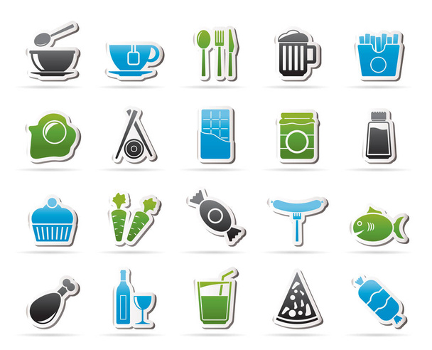 Different king of food and drinks icons 1 - Wektor, obraz