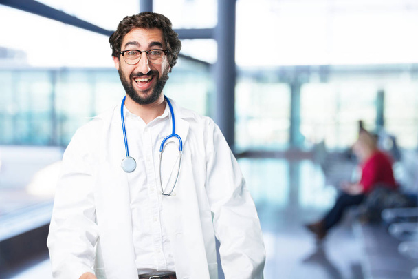 young funny doctor in success pose - Photo, image