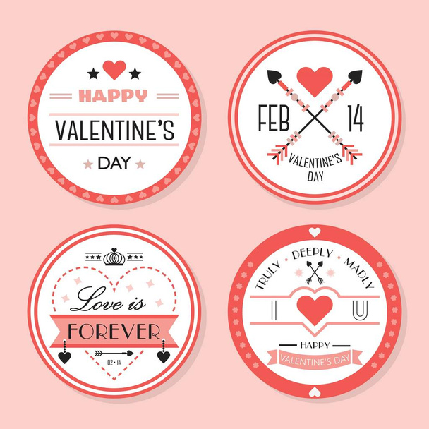 Cute pink Valentine's day and romantic badges set - Vector, Image