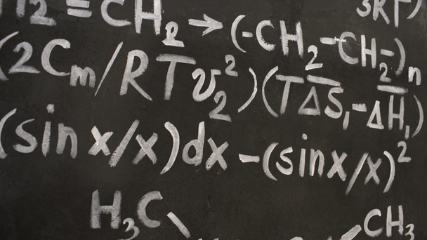 Chemical and mathematical equations wall room background - Footage, Video