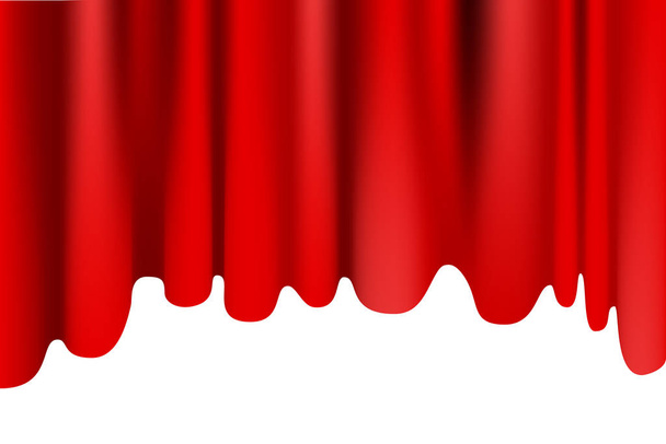 Red fabric curtain and white space vector. - Vector, Image