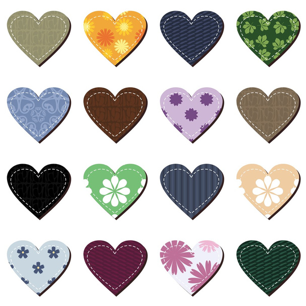 Scrapbook hearts on white background - Vector, Image