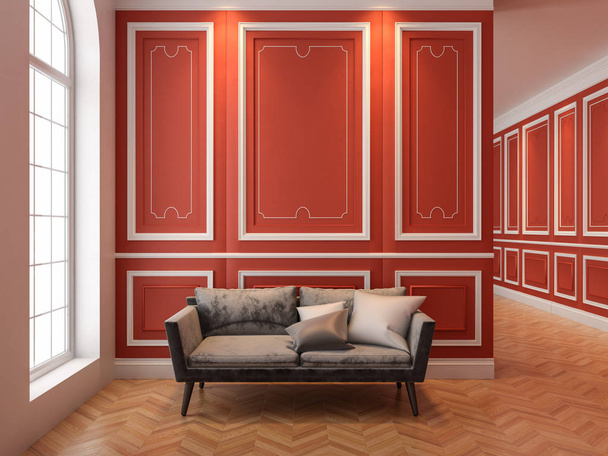 Sofa in classic red interior. - Fotó, kép