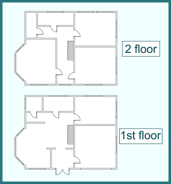 Абстрактний план двоповерхового будинку
 - Вектор, зображення