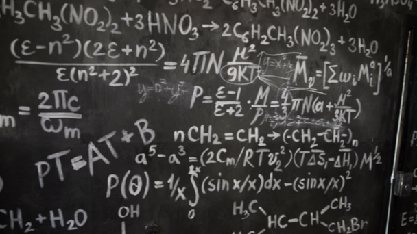 Chemical and mathematical equations wall room background paning - Footage, Video