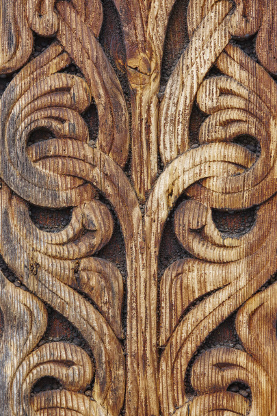 Norský starověké dřevořezba. Přírodní formy. Heddal kostel. N - Fotografie, Obrázek