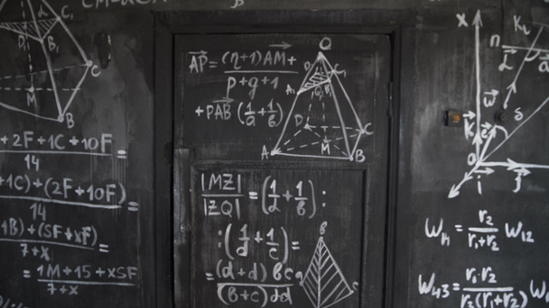 Equações químicas e matemáticas parede sala de fundo paning
 - Filmagem, Vídeo