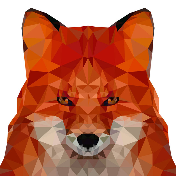 Fox in polygonal style on isolated white background, geometric pattern. The pattern consists of triangles. Stock vector. - Διάνυσμα, εικόνα