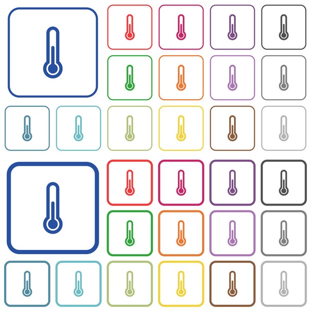 Termómetro delineado iconos de color plano
 - Vector, Imagen