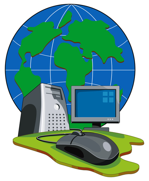 Комп'ютерна миша Connected Globe Ретро
 - Вектор, зображення
