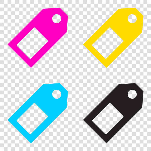 Price tag sign. CMYK icons on transparent background. Cyan, mage - Vector, Image