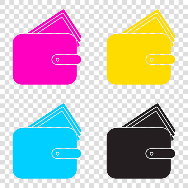 Illustration de signe de portefeuille. icônes CMJN sur fond transparent
.  - Vecteur, image