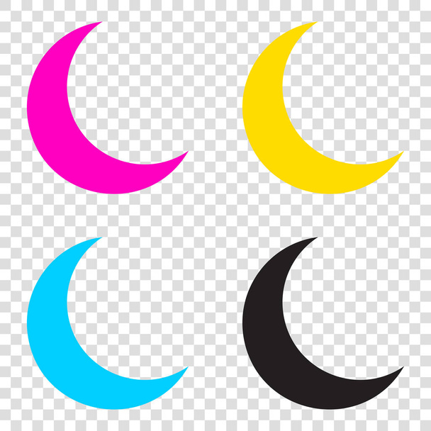 Moon sign illustration. CMYK icons on transparent background. Cy - Vector, Image