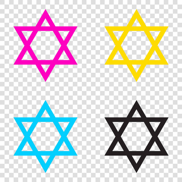 Bouclier Magen David Star. Symbole d'Israël. icônes CMJN sur transpa
 - Vecteur, image