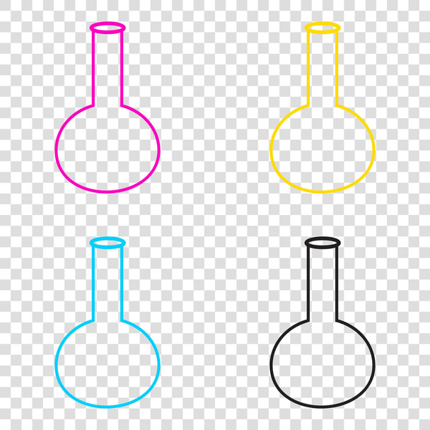 Tubo. Signo de cristal del laboratorio. Iconos CMYK sobre fondo transparente
 - Vector, Imagen