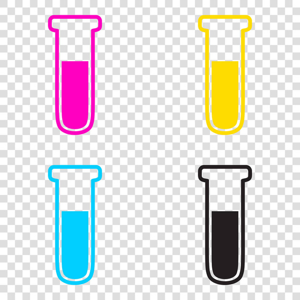 Icono del tubo médico. Signo de cristal del laboratorio. iconos CMYK en transpar
 - Vector, Imagen