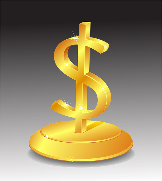 Symbol of Gold dollar on stand - Wektor, obraz