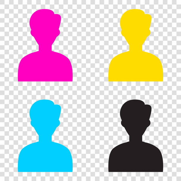 User avatar illustration. Anonymous sign. CMYK icons on transpar - Vector, Image