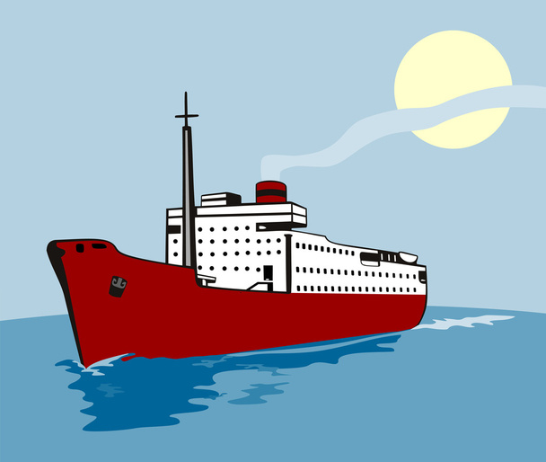 Konténer hajó Teherhajó Retro - Vektor, kép