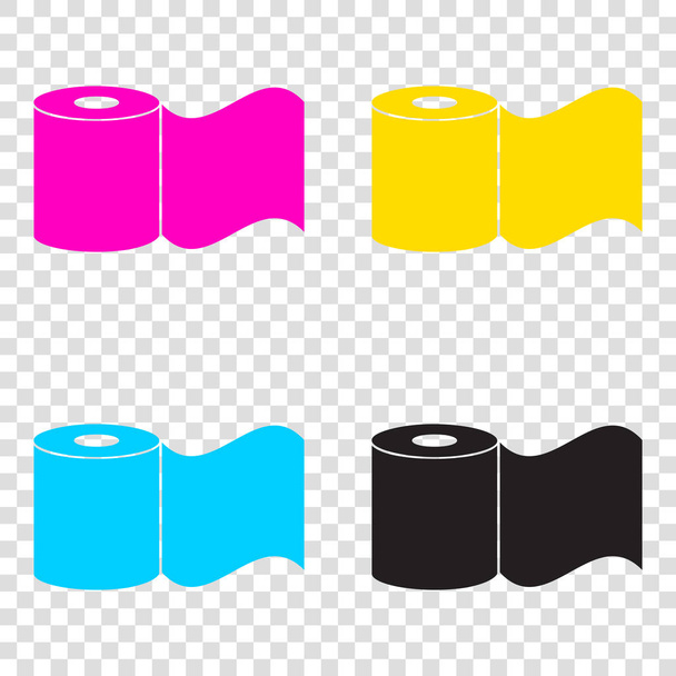 Toilet Paper sign. CMYK icons on transparent background. Cyan, m - Vector, Image