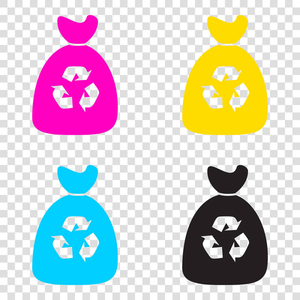 Icono de bolsa de basura. CMYK iconos sobre fondo transparente. Cian, mago
 - Vector, imagen