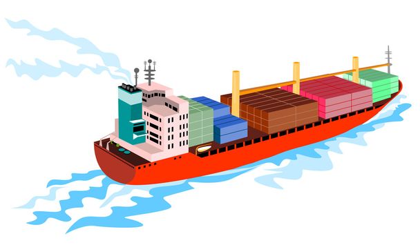 Containerschiff Cargo Boat Retro - Vektor, Bild
