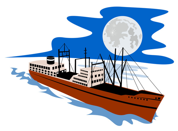 旅客船の貨物船のレトロ - ベクター画像