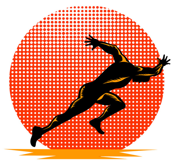 Μαραθώνιος αθλητής δρομέας τρέχει - Διάνυσμα, εικόνα